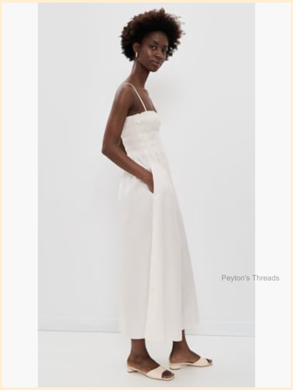 Pistola Women's Bianca Shirred Bodice Dress - Square Neck, Midi Length - Picture 4 of 6